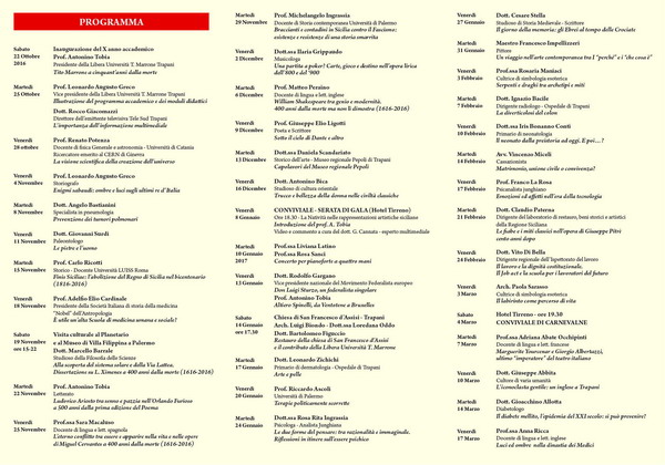 Immagine riferita a: Programma Anno accademico 2016/17